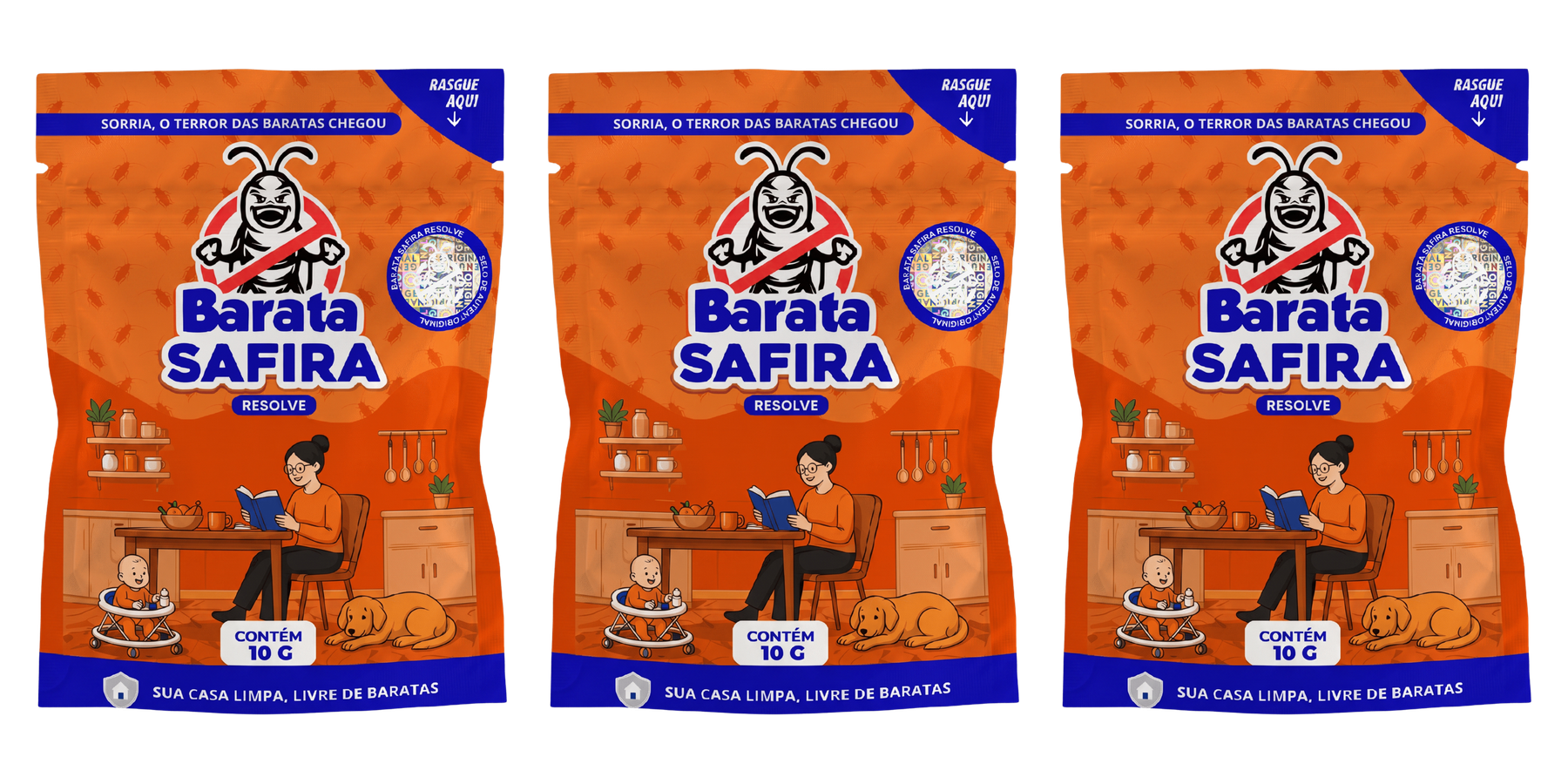 Barata Safira Resolve - Kit 3 Unidades
